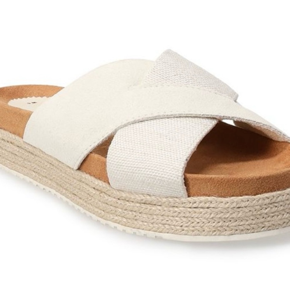 Toms White Tan Espadrille Shoes